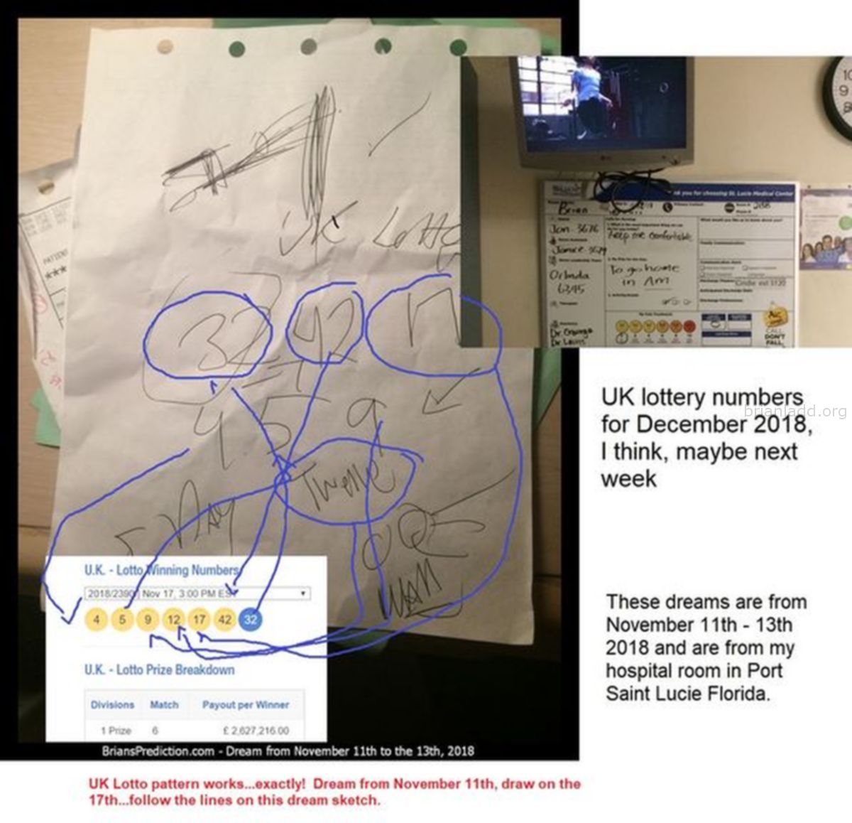 Uk Lottery Winning Prediction 11323 11 November 2018 7 - Uk Lotto Pattern Worked..Exactly!  Dream From November 11th, 20...
Uk Lotto Pattern Worked..Exactly!  Dream From November 11th, 2018 Draw On The 17th  Follow The Lines On This Dream Sketch. (again, From My Hospital Room)
